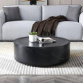 Henf 31.5" Round Marble Coffee Table for Living Room Modern Black Faux Marble Drum Coffee Table Circle Center Table Cocktail Table Sturdy Fiberglass Living Room Table No Need Assembly (Black)