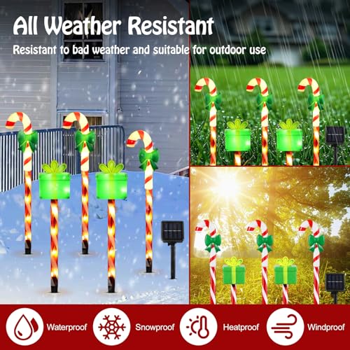 Solar Christmas Candy Cane Lights Outdoor, Pathway Stake Lights, 24 Pack G8137