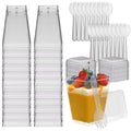 Hiziwimi 100 Pack 5.4oz Clear Dessert Cups with Lids and Spoons, Mini Dessert Cups, Appetizer Cup, Reusable Mini Tumbler Serving Cups for Party Desserts