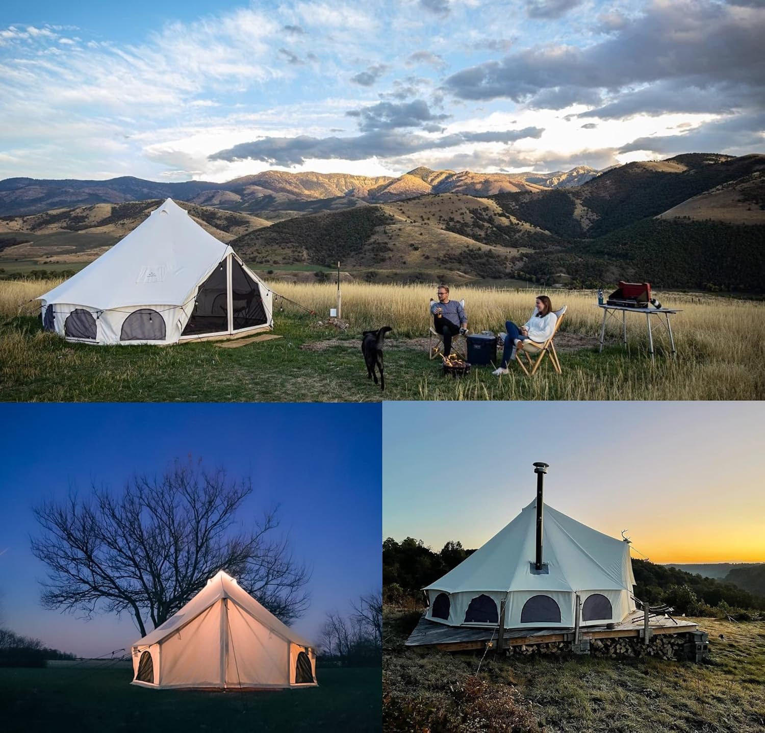 Canvas Bell Tent for Camping & Glamping with Stove Jack B396