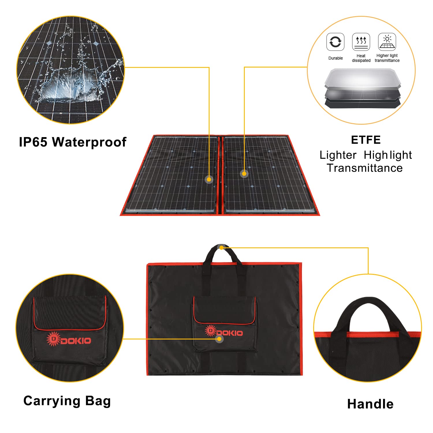 Portable Foldable Solar Panel Kit 110W 18V with USB Output for 12V Batteries RV Camping E552512