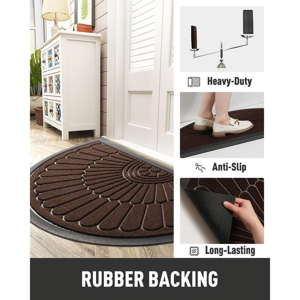 Semicircular Non Slip Rubber Door Mat for Outdoor Indoor Entrance W6008