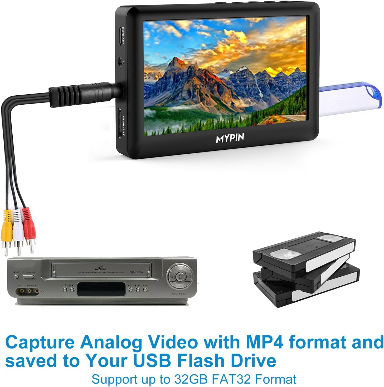 4.3" AV Video Capture Box, Analog to Digital Converter for VHS, HI8, Camcorder S432