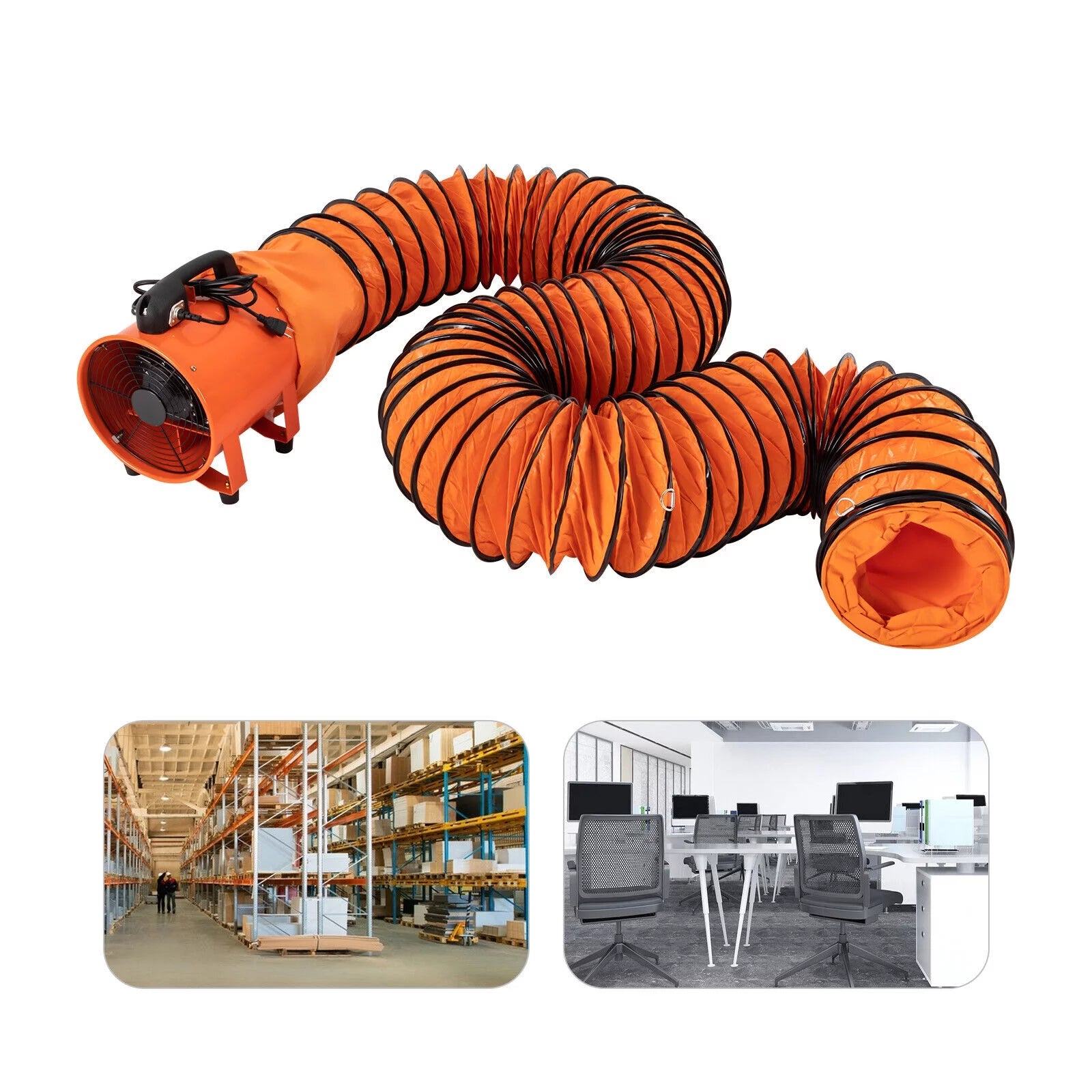10 Inch Industrial Exhaust Fan Portable Ventilation Blower with 16 ft Duct Hose I233644