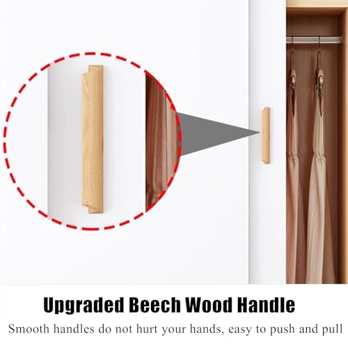Wood Double Sliding Door Wardrobe with Shelves and Clothing Rods S93600