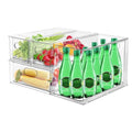 4pack Stackable Refrigerator Organizer Bins with Pull-Out Drawer， Fridge Drawers Containers，Fridge Organization and Storage,Save Vertical Space for Kitchen Cabinet Pantry（4Pack Medium）
