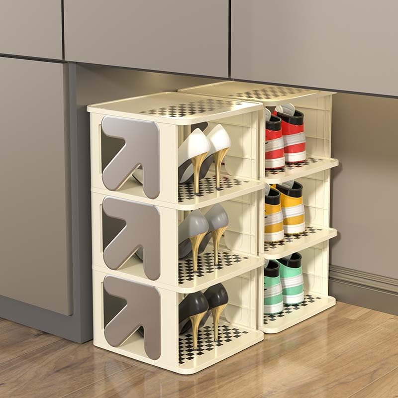Vertical Shoe Rack Organizer for Closet, Foldable Narrow Free Standing Shoes Storage, Three Layers T983051