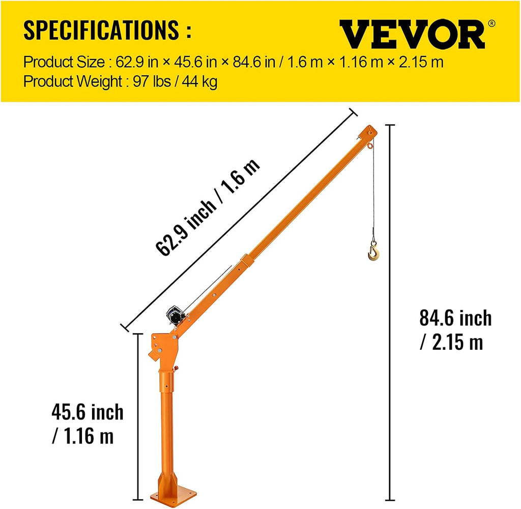 Truck Crane Frame with Adjustable Telescopic Boom, Single & Double Cable Lifting Modes X44469