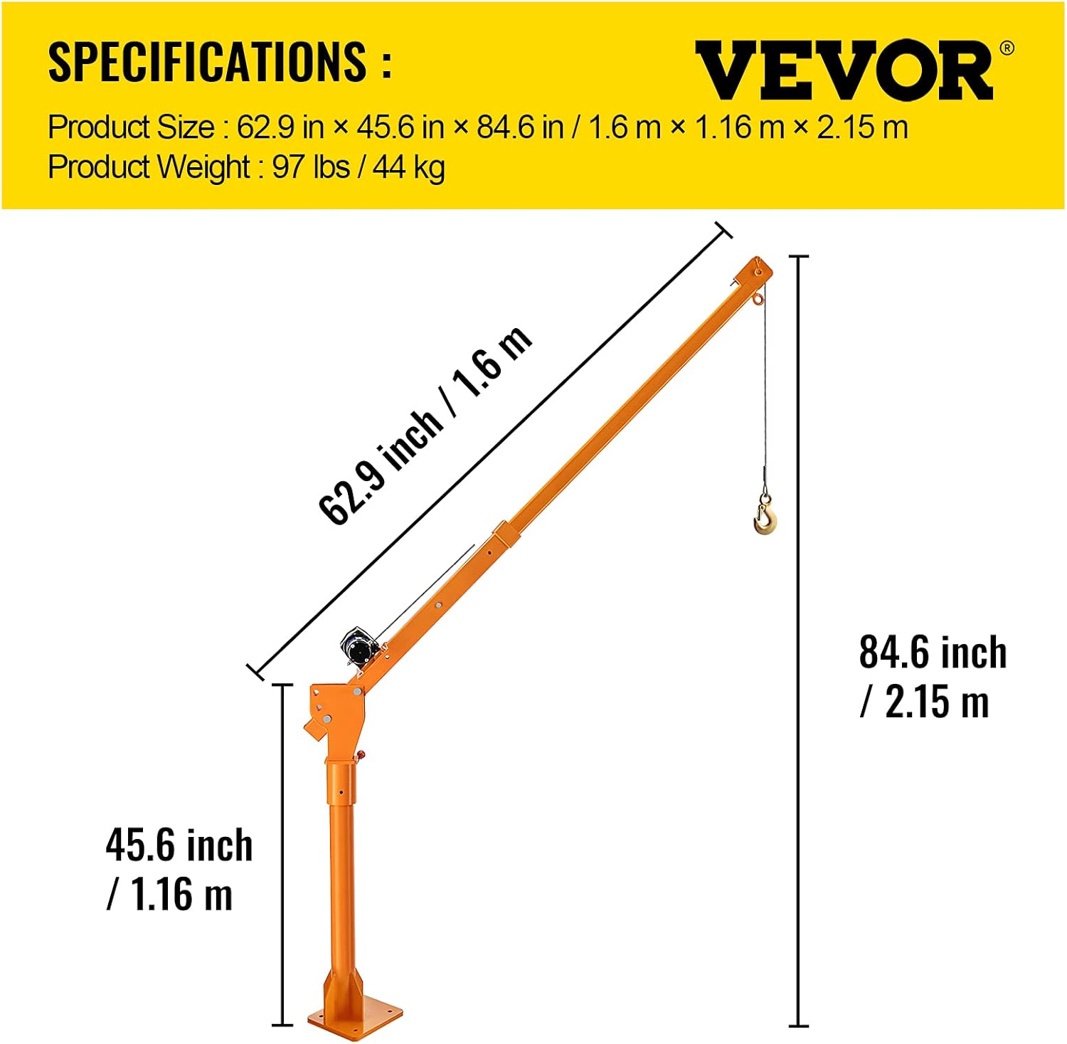 Truck Crane Frame with Adjustable Telescopic Boom, Single & Double Cable Lifting Modes X44469
