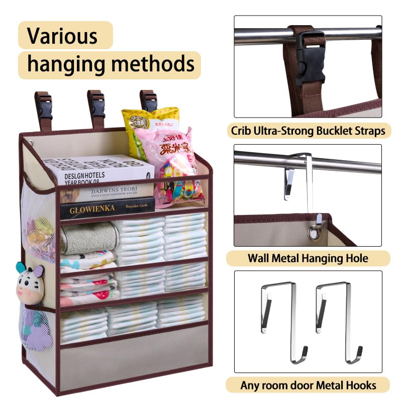 Hanging Diaper Caddy Organizer for Changing Table, Crib Storage for Nursery Baby Essentials R2395