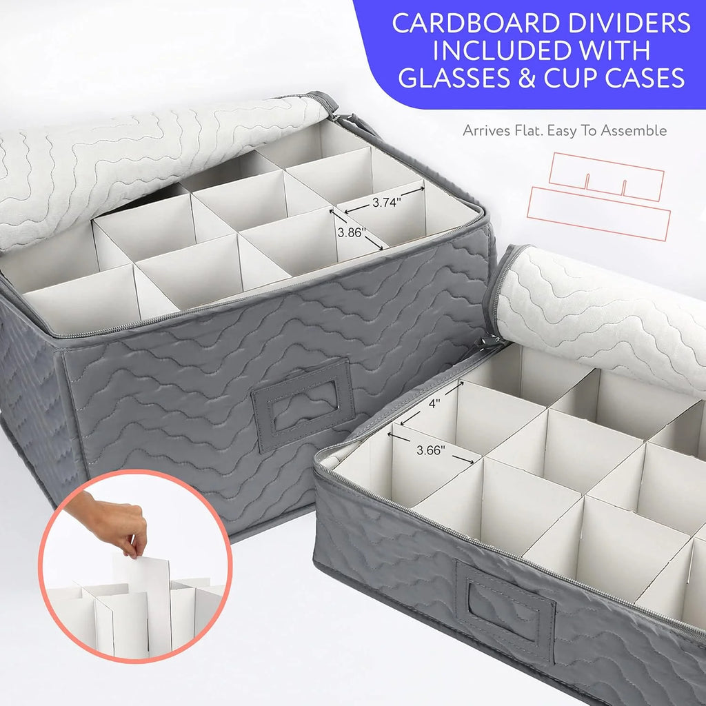 Quilted 6-Piece Storage Box Set for Chinaware, Stemware & Dinnerware K700336