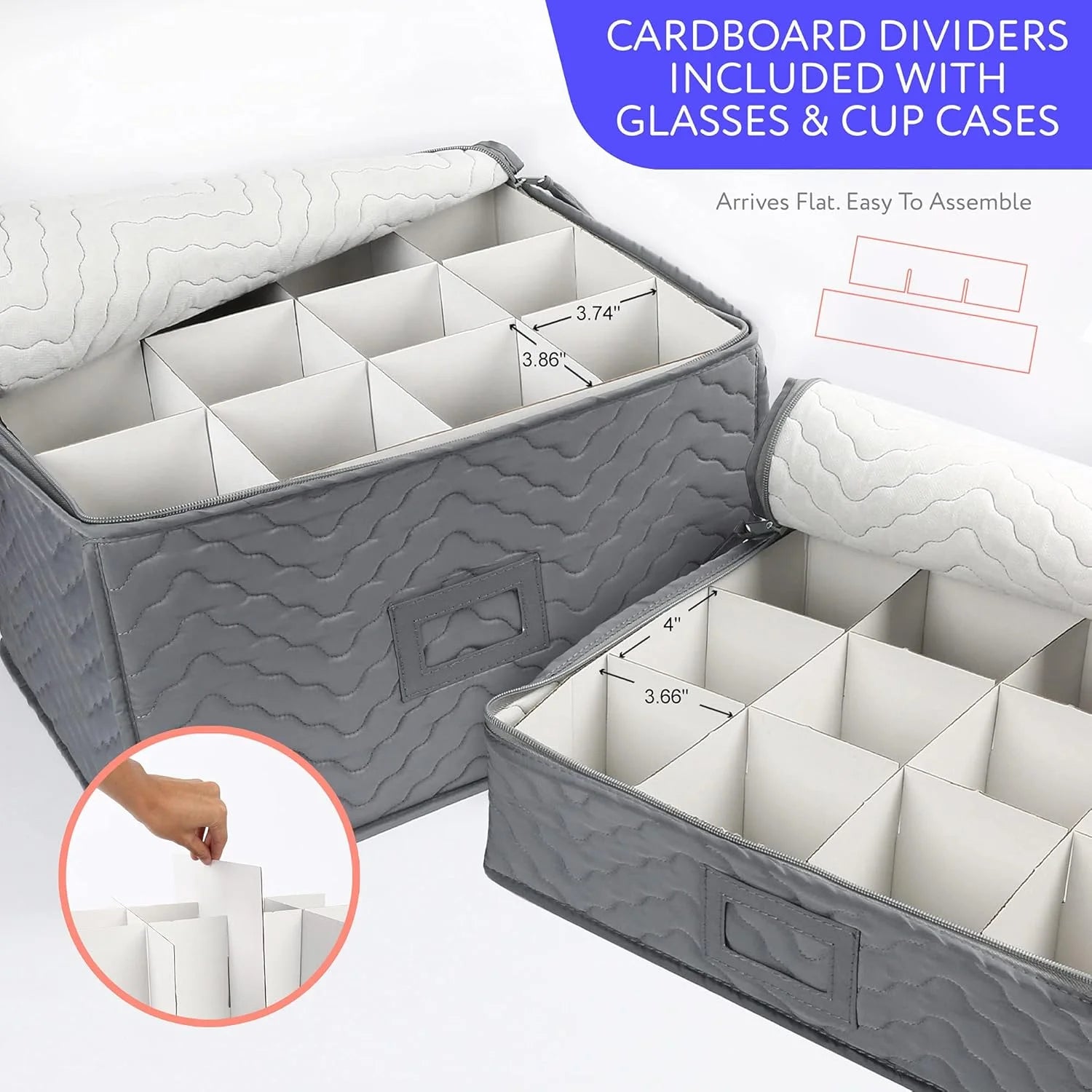 Quilted 6-Piece Storage Box Set for Chinaware, Stemware & Dinnerware K700336
