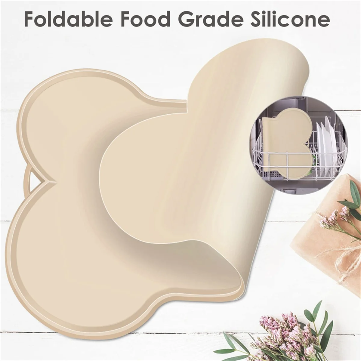 Dog Cat Food Mat Large 22x16 Inch Beige N9727