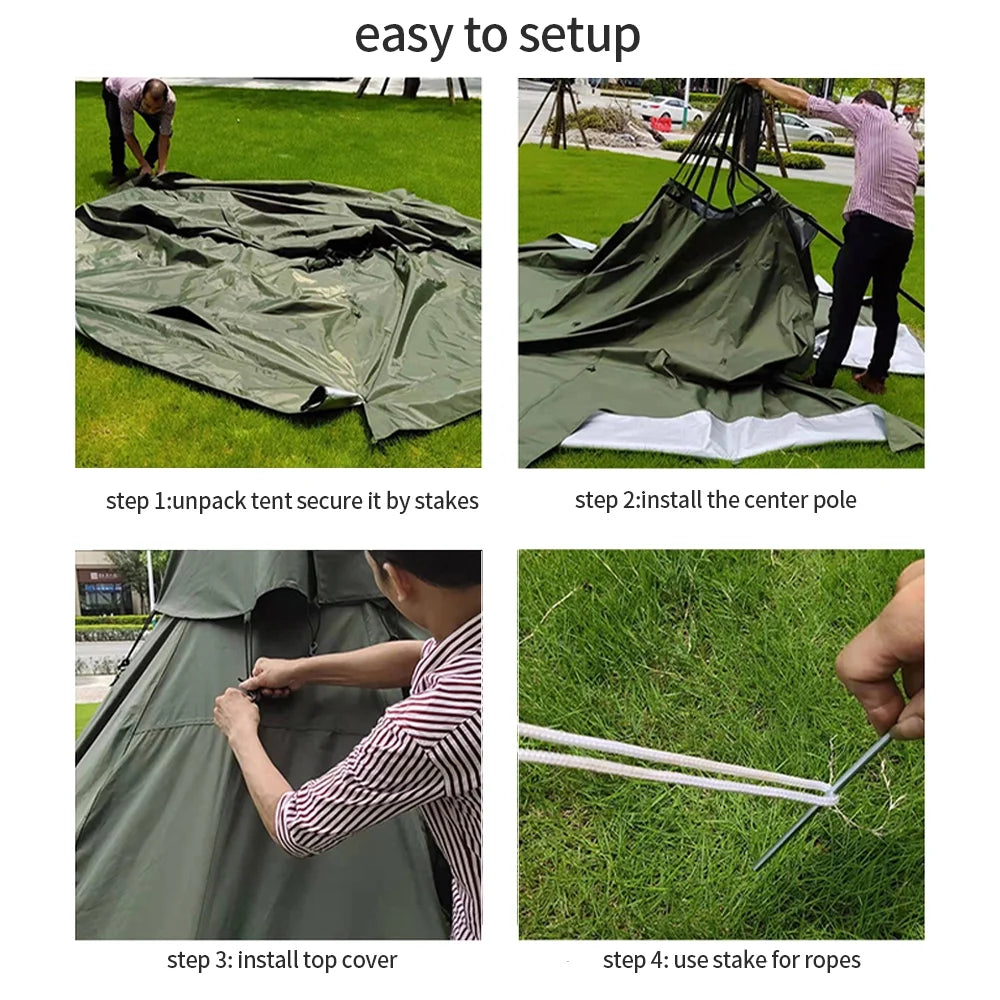 4 Season Waterproof Oxford Teepee Tent With Stove Jack for Camping Hiking B3124