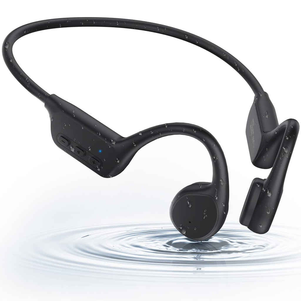 Bone Conduction Headphones, Wireless Bluetooth 5.0 Open Ear Headphones Built-in 32G Memory IP68 Waterproof Sports Headphones for Workout, Running, Hiking, Cycling, Swimming and More Activities