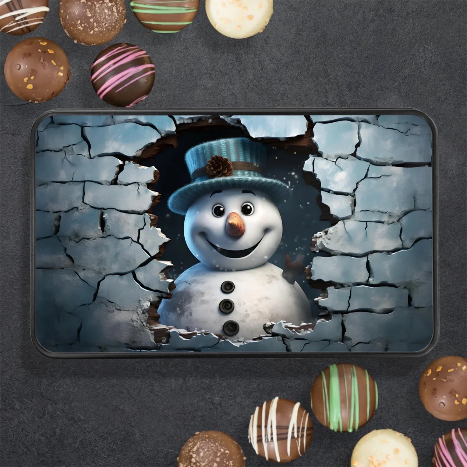 Christmas Snowman Chocolate Truffles Gift Tin L62933