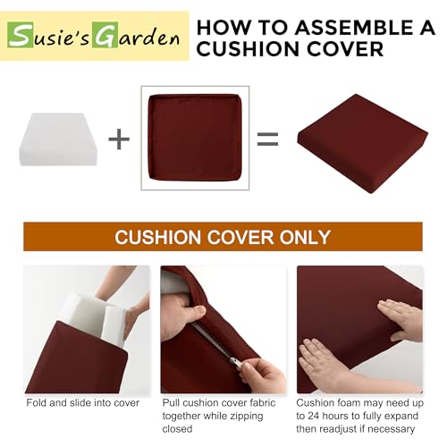 Patio Cushion Covers Waterproof with Zipper, Taupe, Set of 5 N419
