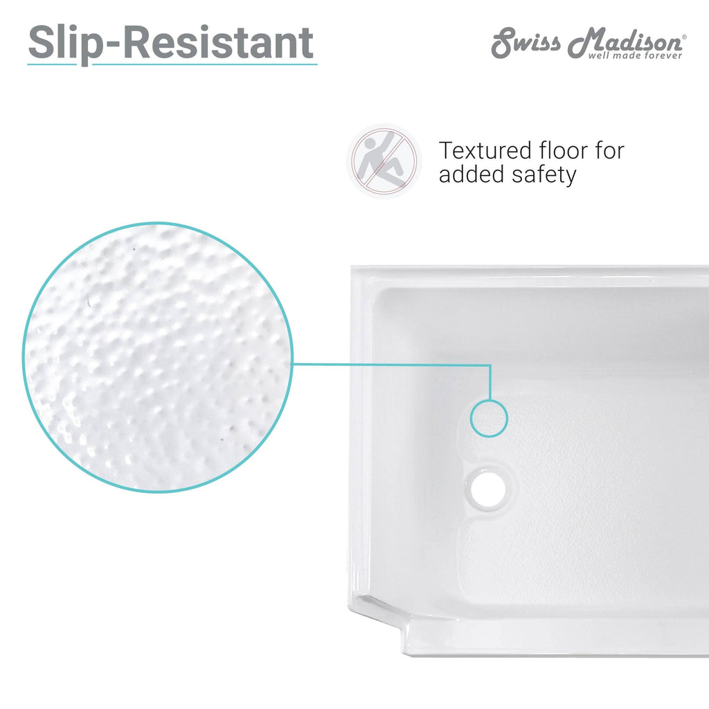 60 x 32 Single Threshold Shower Base with Left Hand Drain and Integral Right Hand Seat X91962