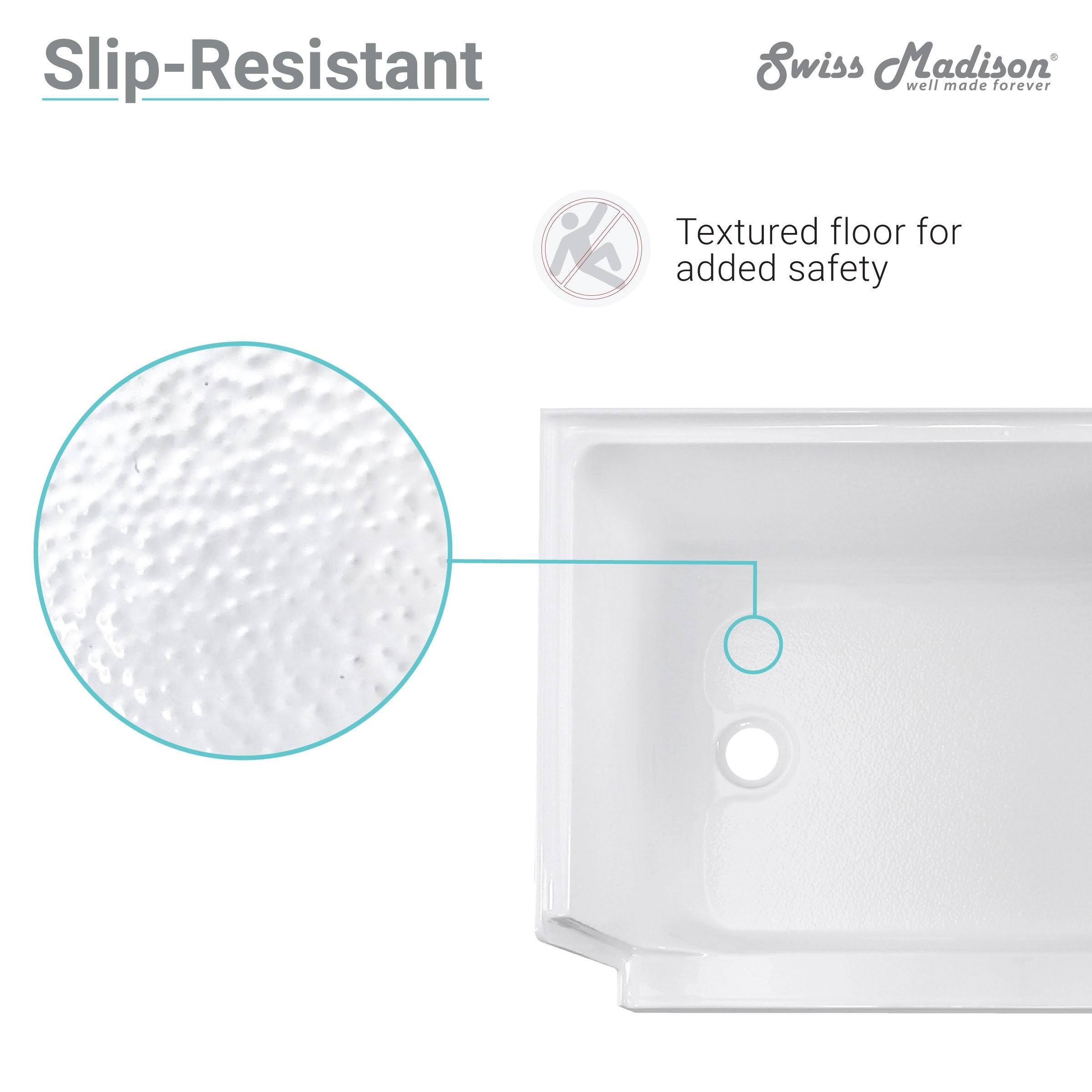 60 x 32 Single Threshold Shower Base with Left Hand Drain and Integral Right Hand Seat X91962