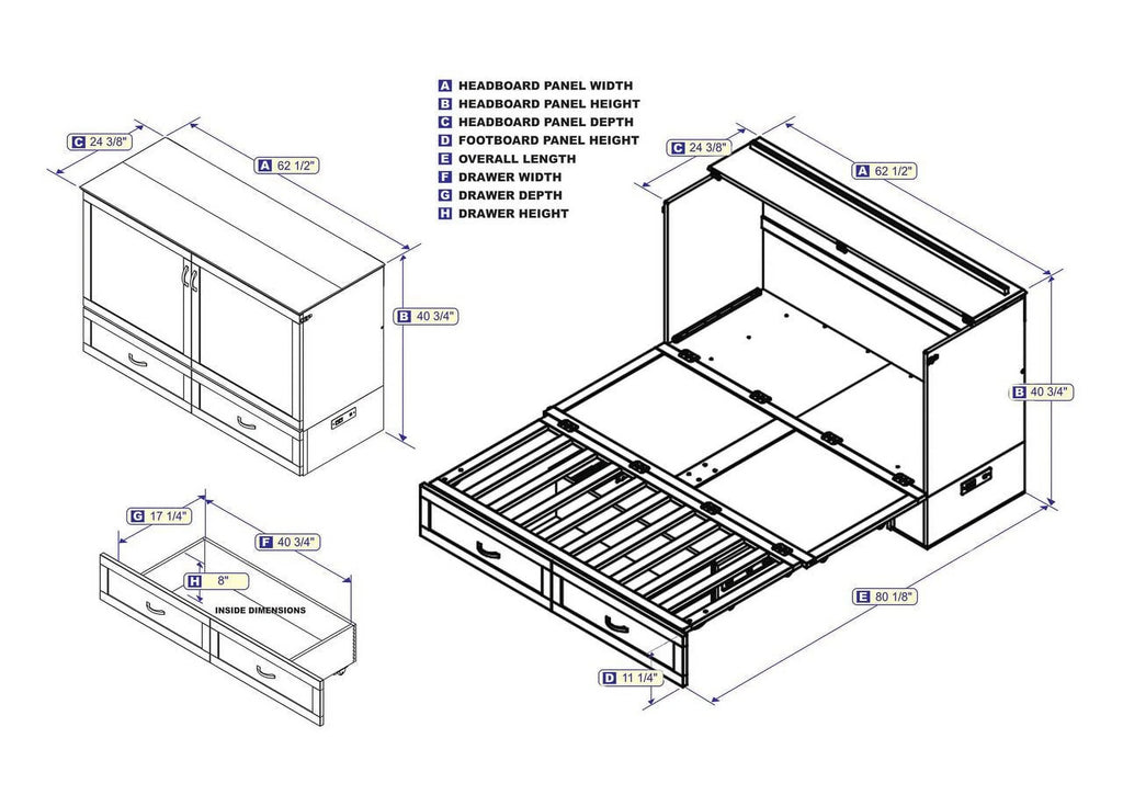 Queen Murphy Bed Chest with Charging Station J79477