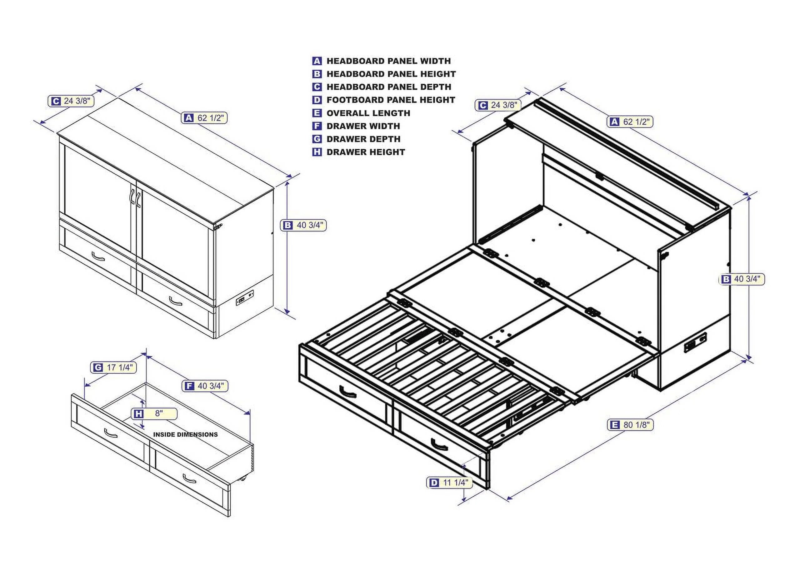 Queen Murphy Bed Chest with Charging Station J79477