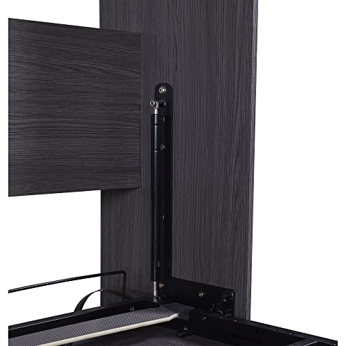 Twin Murphy Bed with Wardrobe and Storage Drawers, Wall Bed for Guest Room Home Office, Grey P7572