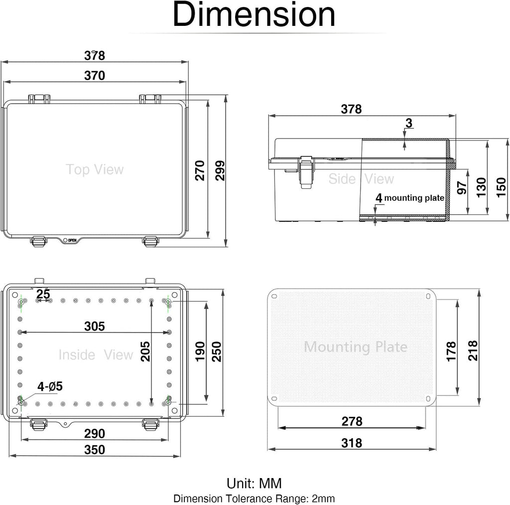 Clear Hinged Cover Junction Box with Mounting Plate, IP67 Waterproof Dustproof Enclosure, Pack of 2 Q862551