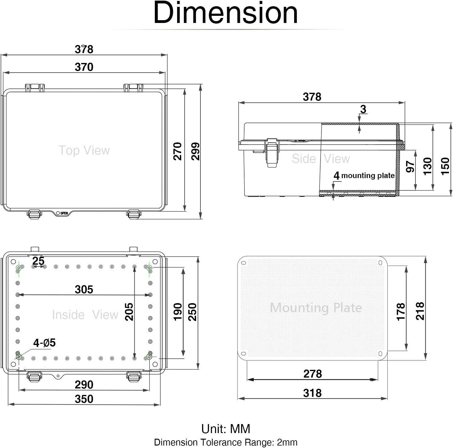 Clear Hinged Cover Junction Box with Mounting Plate, IP67 Waterproof Dustproof Enclosure, Pack of 2 Q862551