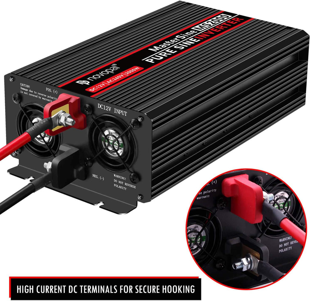 Power Inverter Pure Sine Wave 2000W 24V DC to 120V AC Car Converter with Remote Control B194
