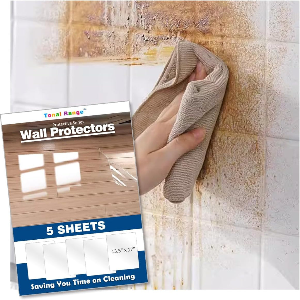 Clear Wall Protector, Contact Paper Clear, Kitchen Wall Protector, Trash Can Wall Protector, Easy to Remove Clear Self Adhesive Wall Protector,Furniture, Stove, Garbage Can, Backsplash -5 Sheets
