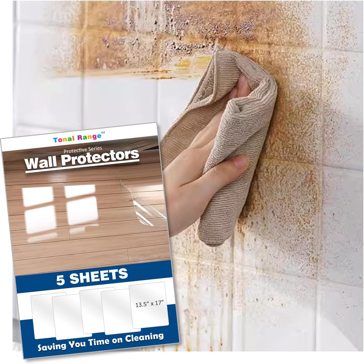 Clear Wall Protector, Contact Paper Clear, Kitchen Wall Protector, Trash Can Wall Protector, Easy to Remove Clear Self Adhesive Wall Protector,Furniture, Stove, Garbage Can, Backsplash -5 Sheets