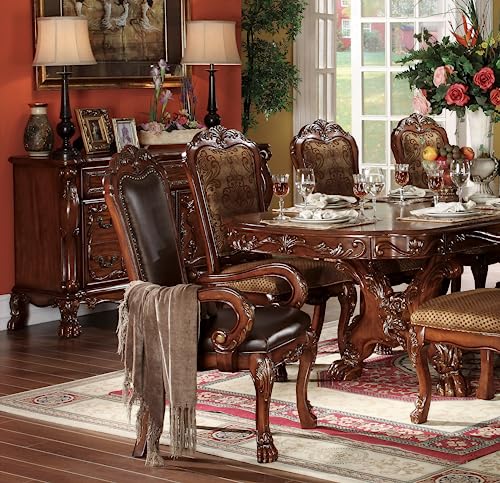9pc Formal Dining Table Set with 6 Side Chairs and 2 Arm Chairs, Solid Wood Extendable, Seats 8 Y3336