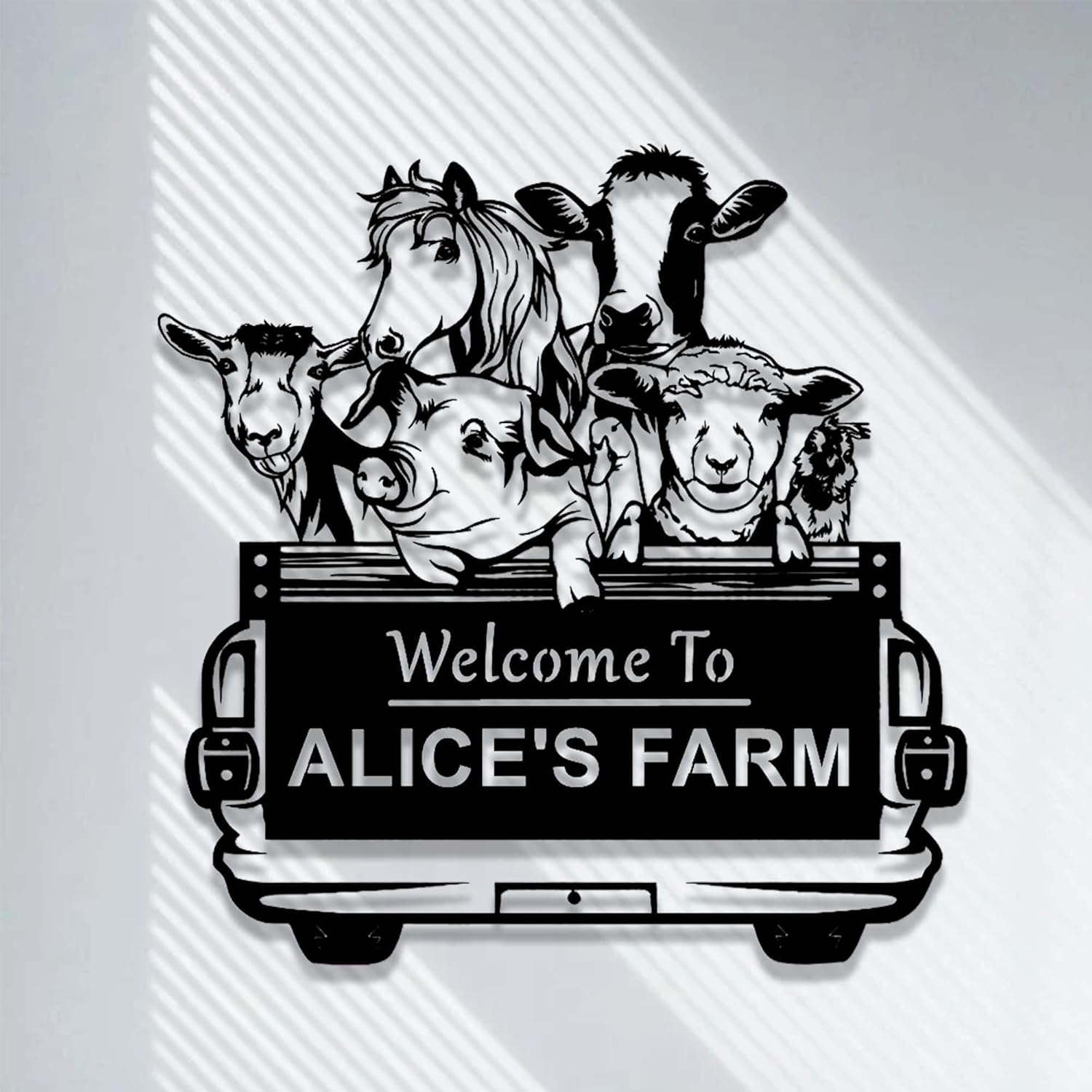 Farm Animals Metal Sign, Farmhouse Welcome Sign, Barn Ranch Decor E369355