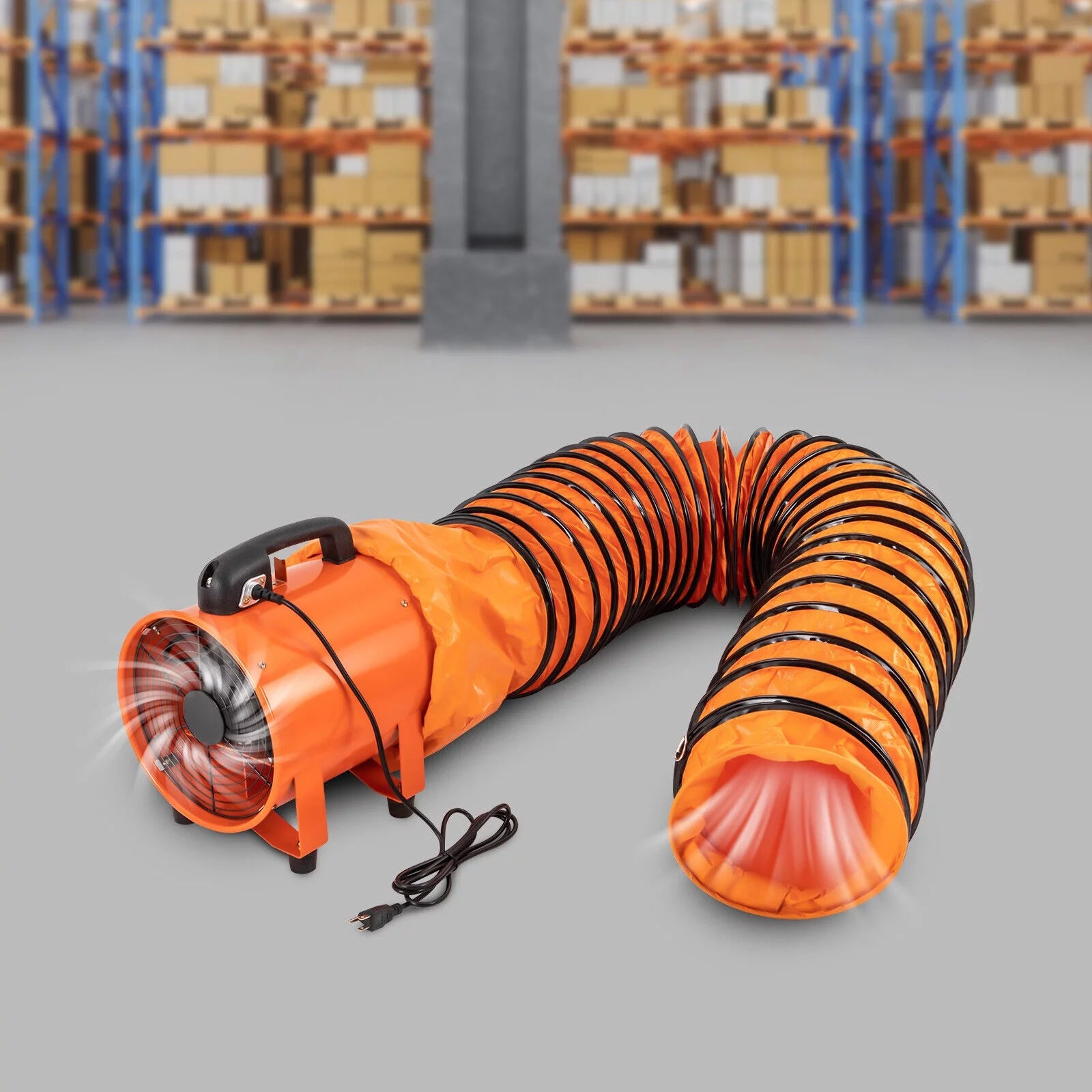 10 Inch Industrial Exhaust Fan Portable Ventilation Blower with 16 ft Duct Hose I233644