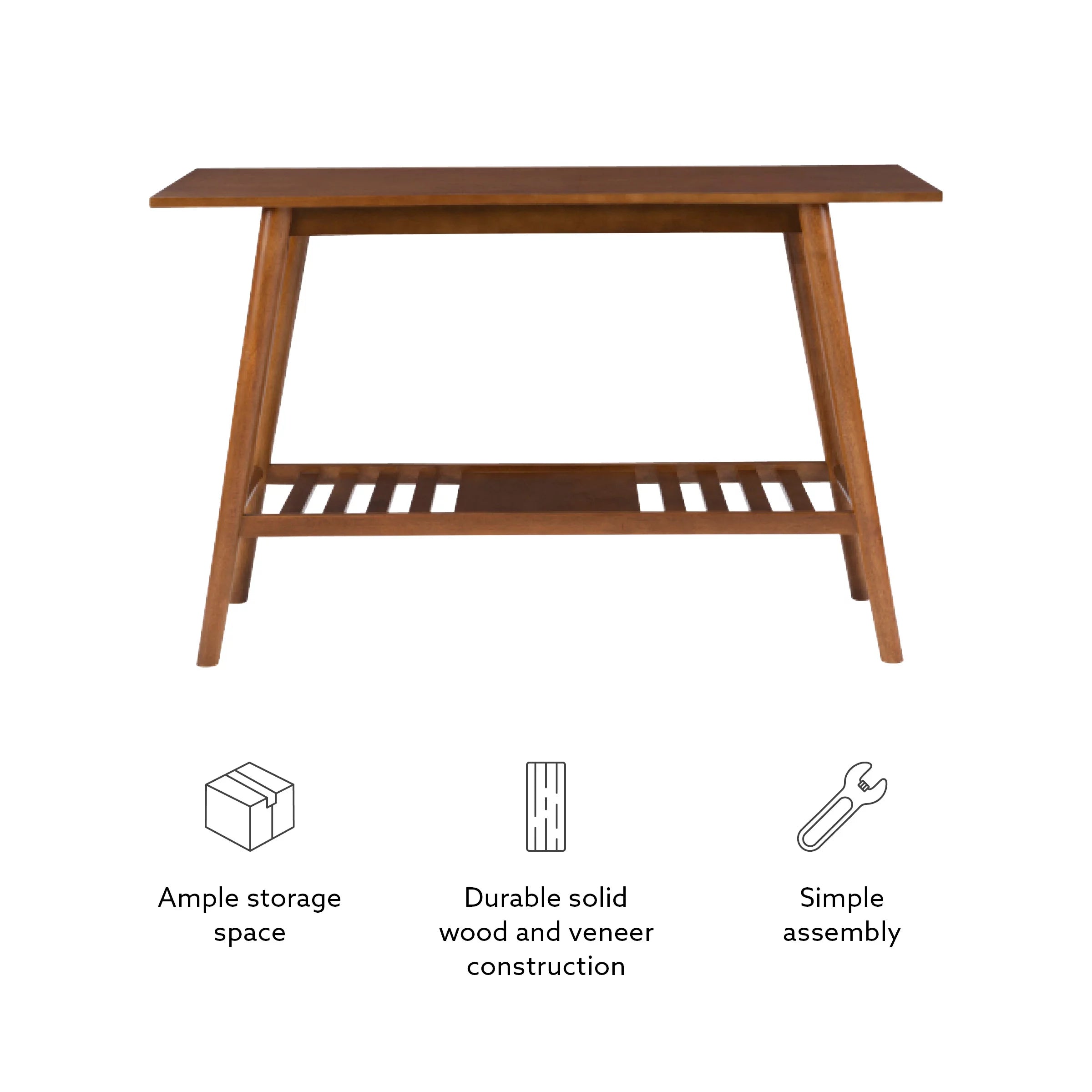 Mid-Century Indoor Console Table, Walnut V131