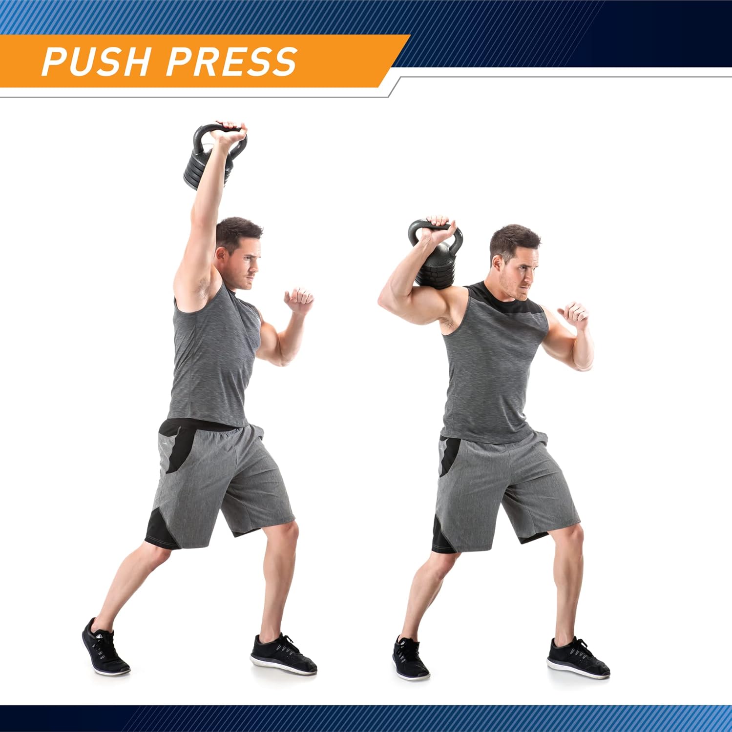 Adjustable Heavy-Duty Kettlebell Weight Set for Strength Training, Grey, 2-Pack F937979