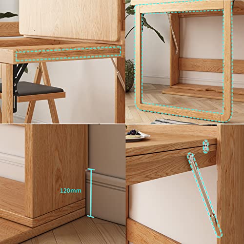 Wall Mounted Dining Table with Storage Shelf and Fold Out Desk J5058