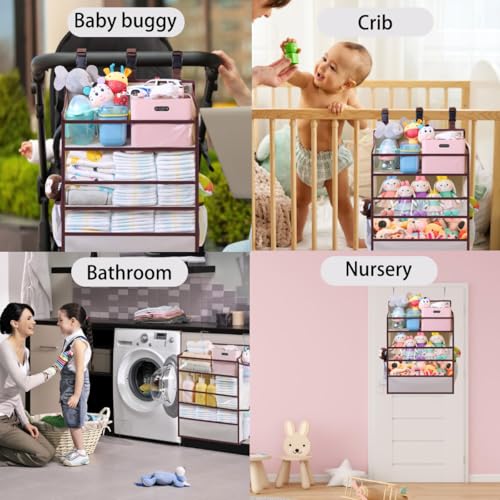 Hanging Diaper Caddy Organizer for Changing Table, Crib Storage for Nursery Baby Essentials R2395