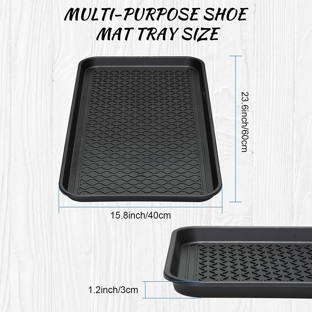 Shoe Tray for Entryway, Waterproof Boot Mat, Multi-Purpose Pet Feeding Tray, 24 x 16 x 1.2 Inch A863754