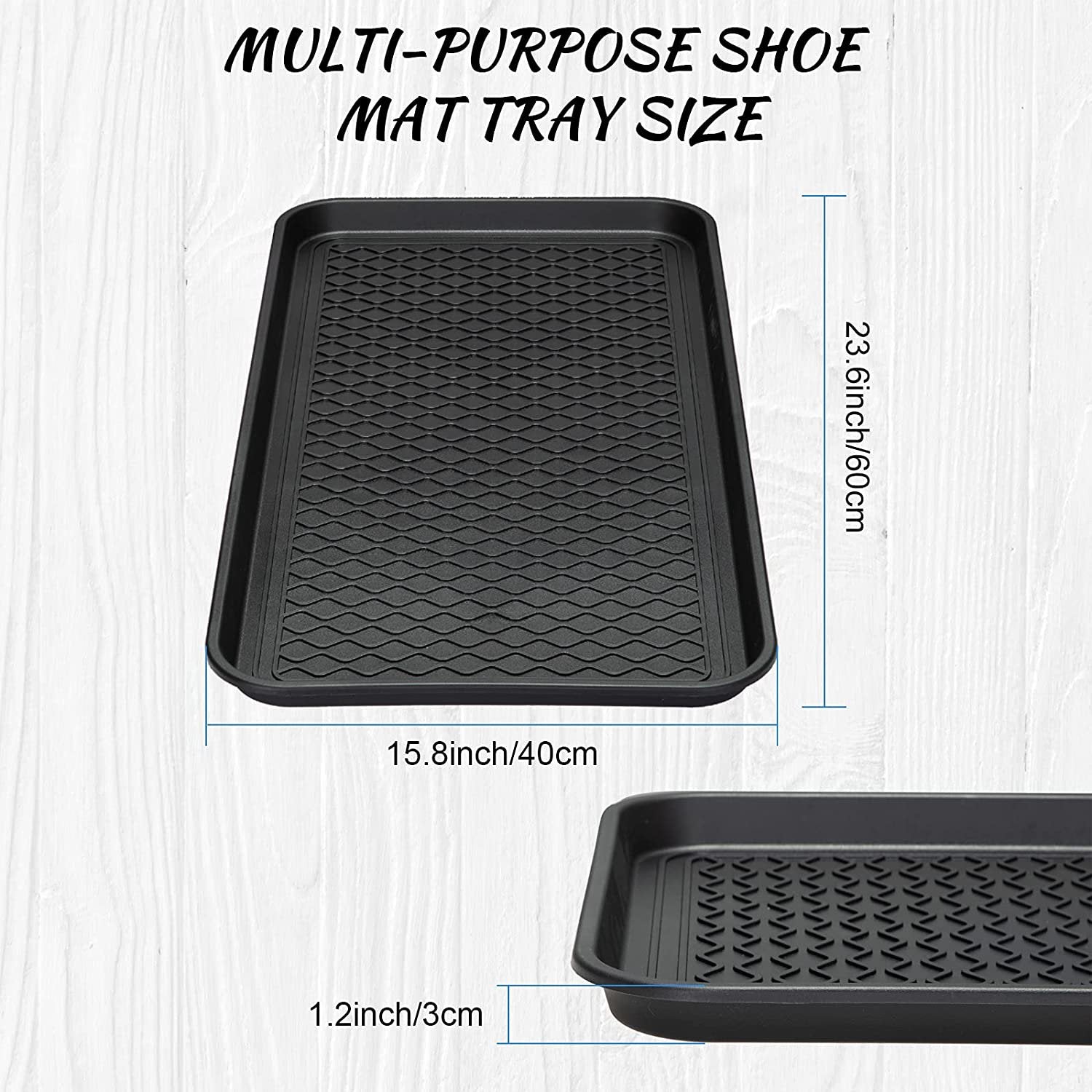 Shoe Tray for Entryway, Waterproof Boot Mat, Multi-Purpose Pet Feeding Tray, 24 x 16 x 1.2 Inch A863754