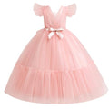 IDOPIP Flower Girl Dresses for Wedding Pageant Party Tulle Gown Girls Long Princess Dress First Communion Birthday Maxi Gown