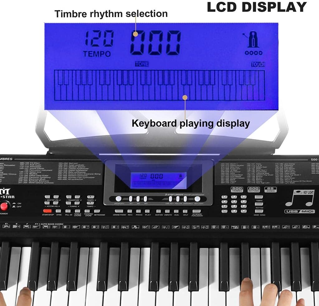 61 Key Light Up Piano Keyboard for Beginners with Stand Q2115
