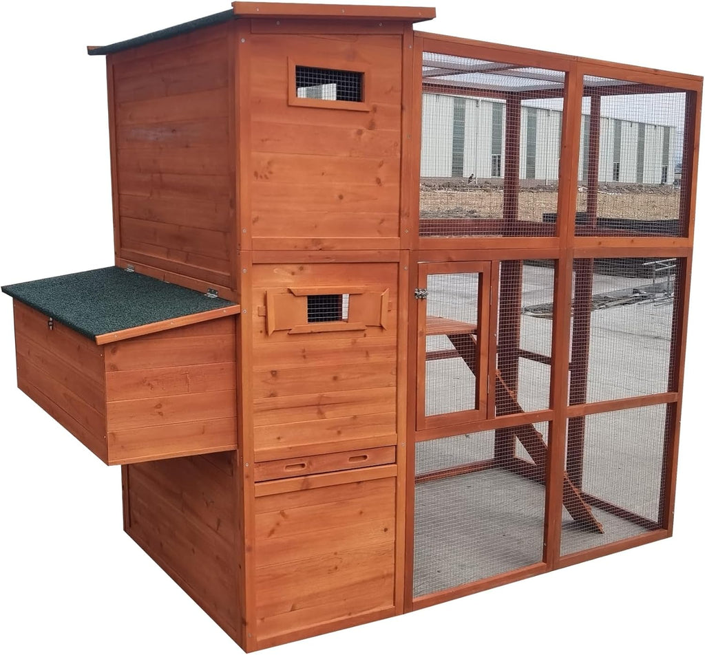 Large Backyard Wood Chicken Coop with Nesting Box & Run J685