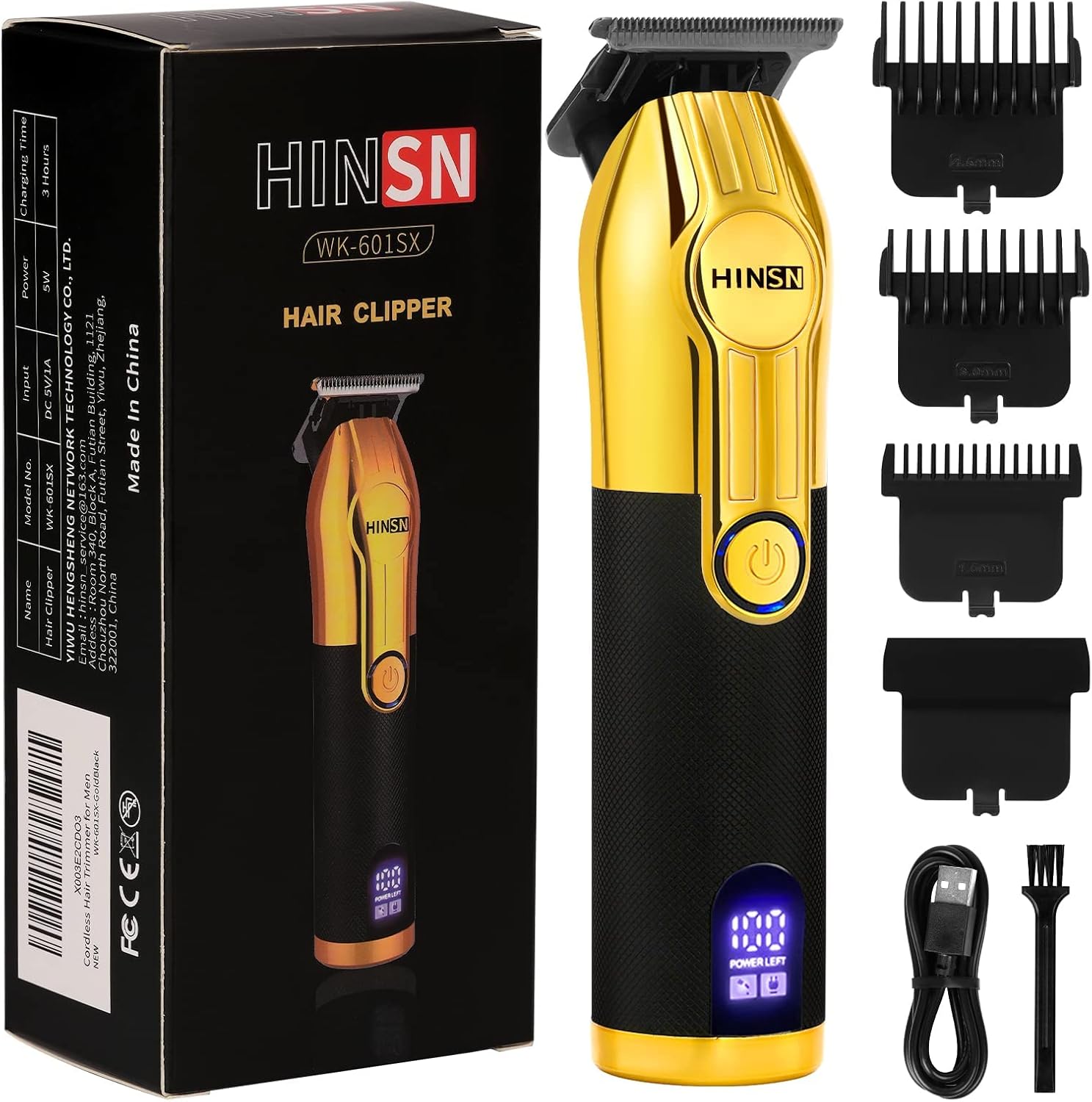 Men's Cordless Hair Clippers, Rechargeable Beard Trimmer with LED Display, Low Noise Body Haircut, Painless Cutting, Gift for Dad and Husband