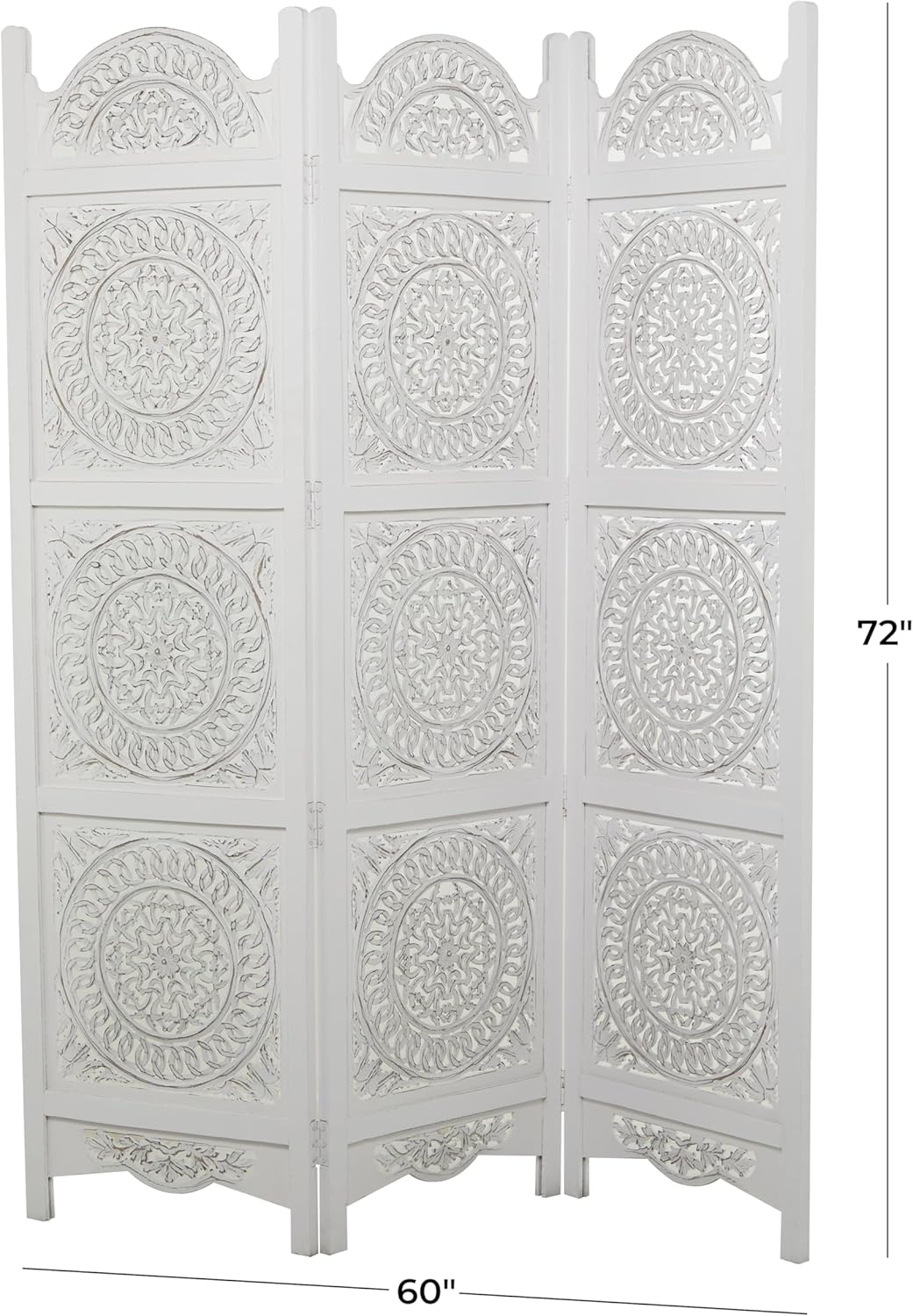 Wood Floral Handmade Partition Room Divider Screen 3 Panel Foldable Privacy Screen E299680