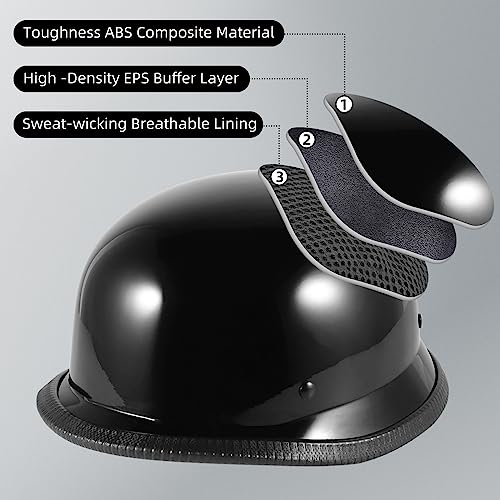 Motorcycle Half Helmet with Face Shield, DOT Approved Retro Style X5103