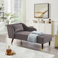 58" Chaise Lounge Indoor, Velvet Upholstered Left Arm Chaise Lounge Chair with Curved armrest & Pillow, Modern Bench Chaise Lounge Sofa for Bedroom Living Room Office, Beige
