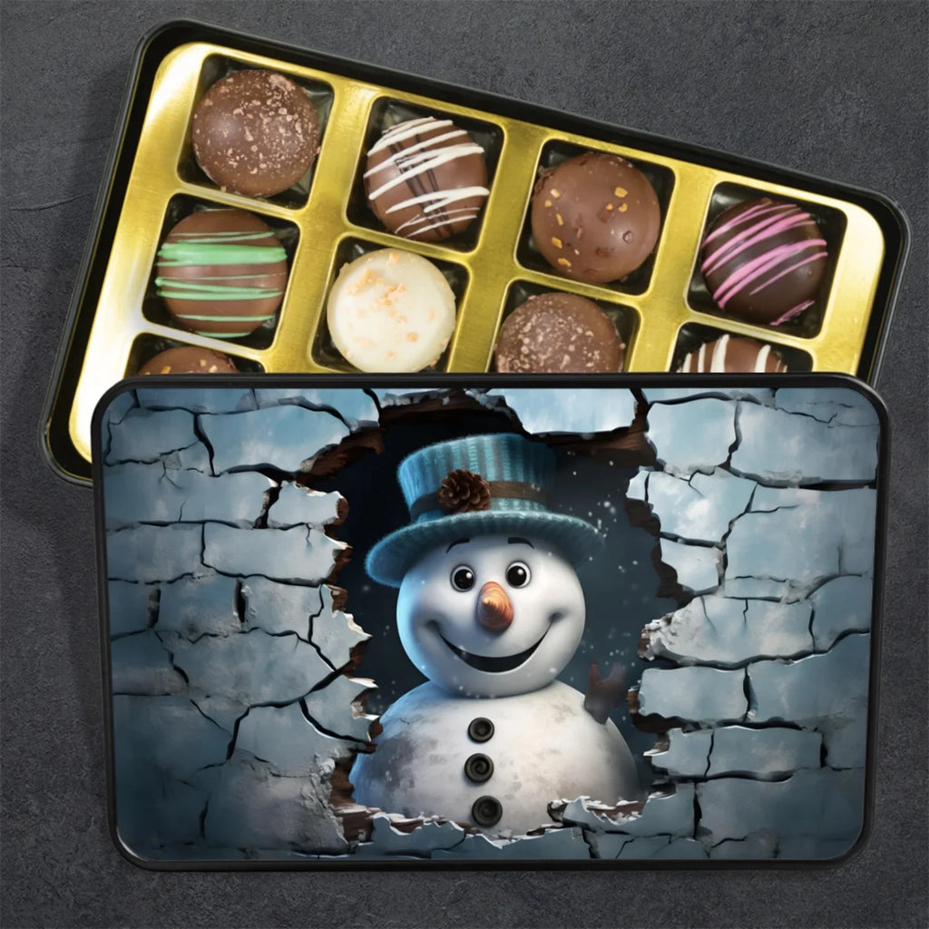 Christmas Snowman Chocolate Truffles Gift Tin L62933