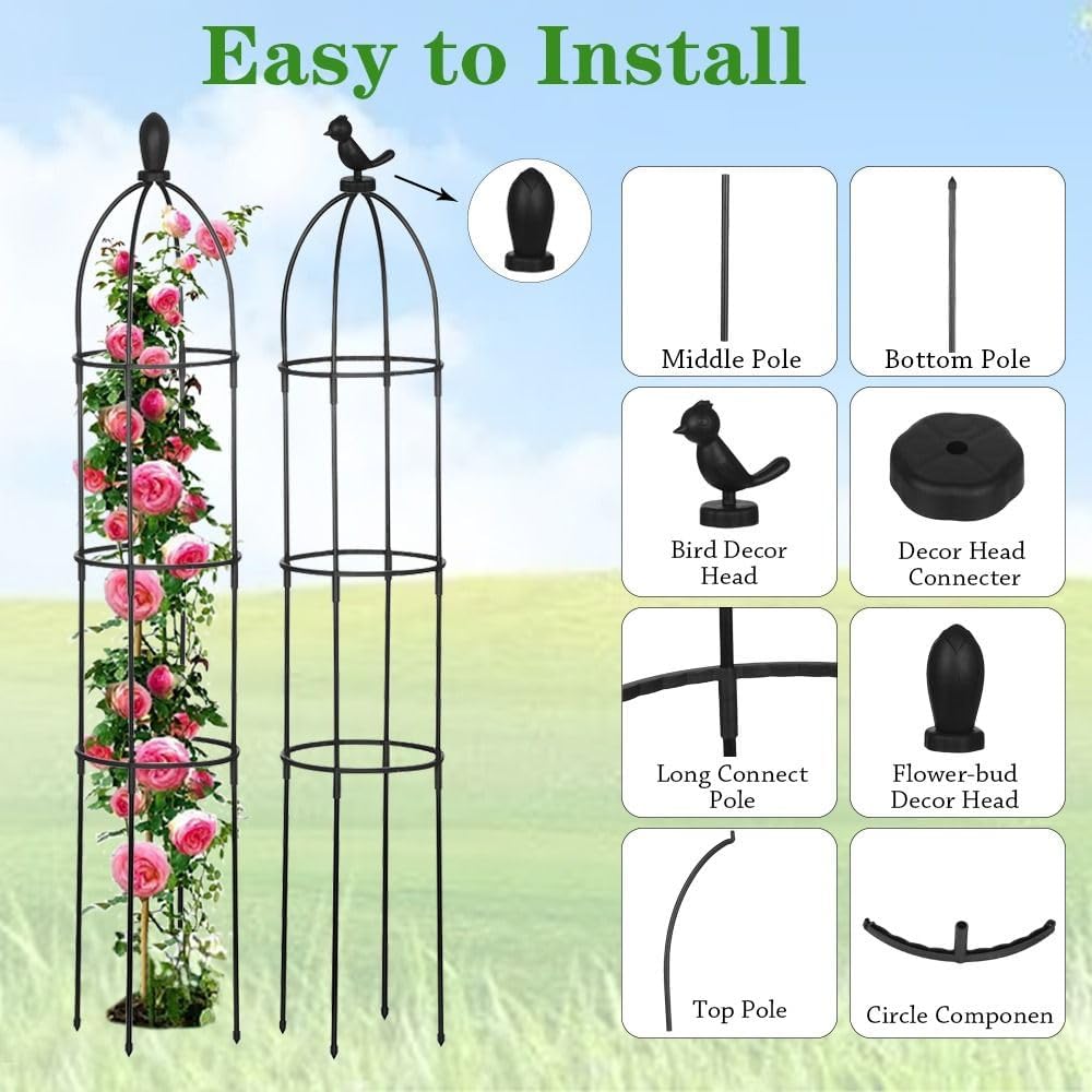 Metal Garden Obelisk Trellis for Climbing Plants Outdoor C236