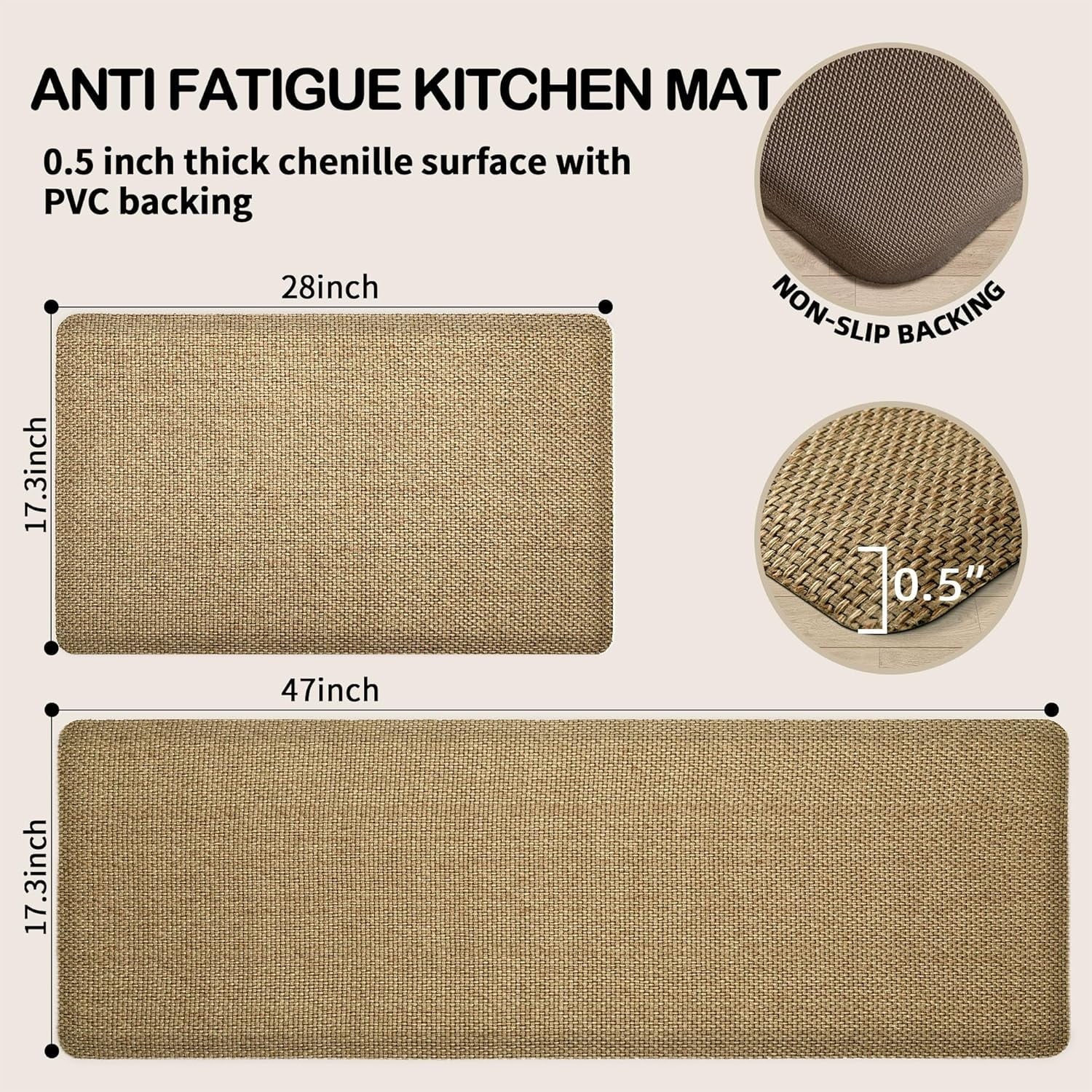 Cushioned Anti-Fatigue Kitchen Mats Non Slip Absorbent for Floor Q889712